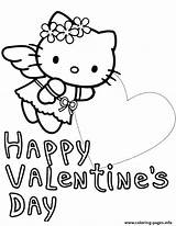 Coloring Kitty Valentines Hello Heart Pages Big Printable Color sketch template