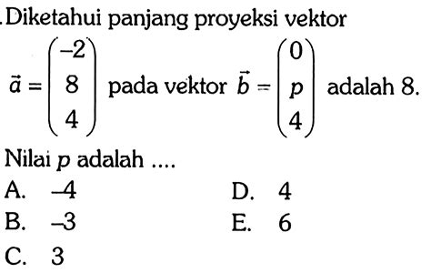 diketahui panjang proyeksi vektor      vektor