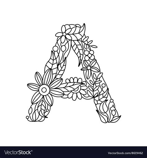 letter  coloring book  adults royalty  vector image