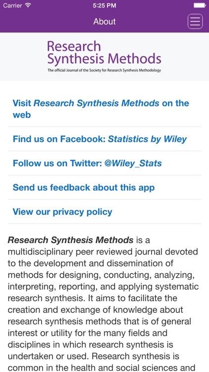 research synthesis methods  wiley publishing