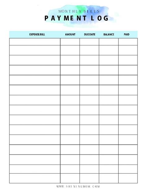 monthly bill tracker template excel    paying bills