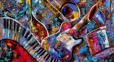 abstract  painting art musical instruments paintings colorful jazz