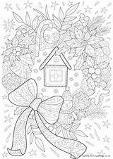 Coloring Pages Christmas Doodle Wreath Colouring Printable Adults Book Color Noel Sheets Mandala Activity Children Print Kids Beautiful Bydreamsfactory Theme sketch template