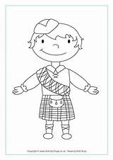 Coloring Colouring Pages Scottish Boy Kilt Scotland Girl St Standing Haggis Template Printable Map Colour Andrew Burns Flag Boys Getcolorings sketch template