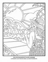 Coloring Pages Summer Jade Paradise Island Adults Cute Adult Books Mandala Little sketch template