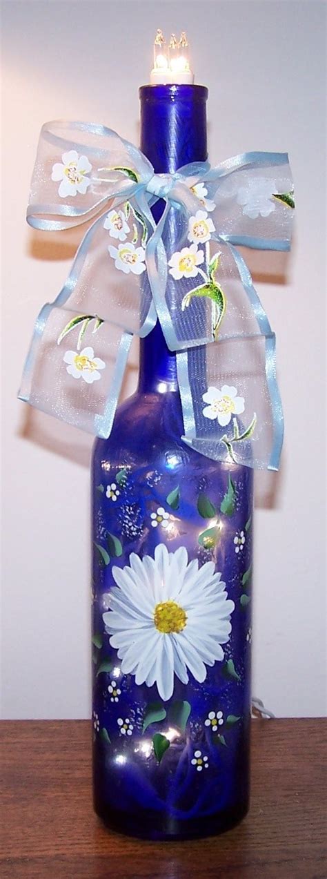 Hand Painted Floral Bottle Glass Crafts Hand Painted