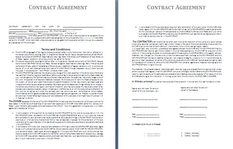 contractor agreement template printable ms word format  agreement templates