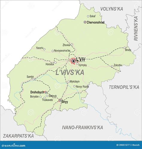 map  lviv oblast stock vector illustration  country