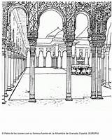 Granada Alhambra Leones Hijos sketch template