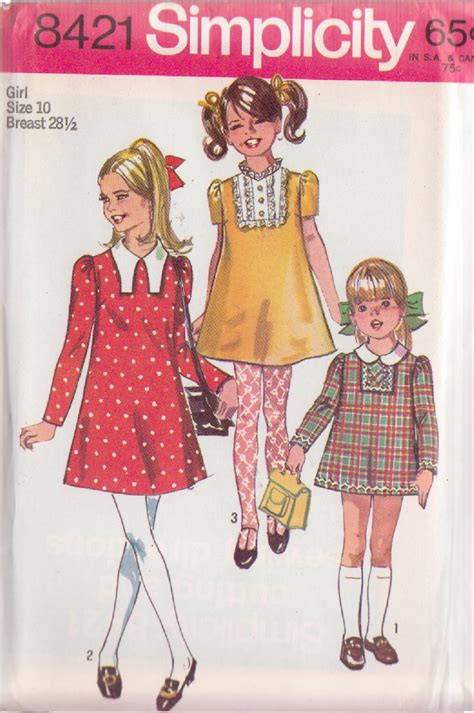 Simplicity Vintage 1969 Pattern 8421 Size 10 Girls Dress 3 Variations