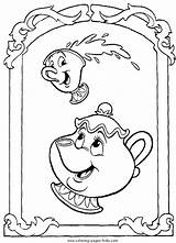 Coloring Pages Beast Beauty Disney Chip Kids Color Printable Sheet Sheets Potts Mrs Adult sketch template