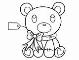 Coloring Bear Teddy Tag Gift Pages sketch template