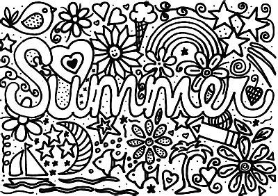 printable summer doodle coloring page