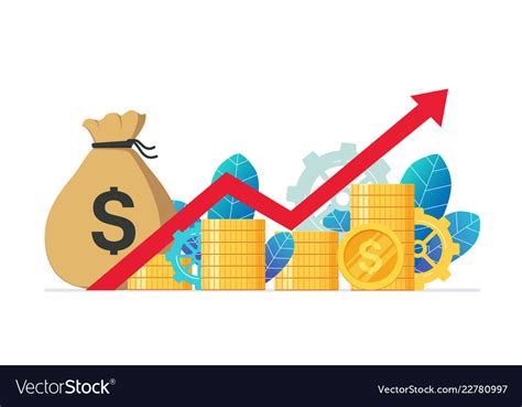 Monetary Profit And Growing Red Graph Up Economic Vector Image
