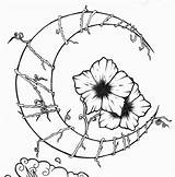 Drawing Flower Moon Getdrawings sketch template