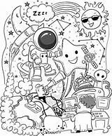 Doodles Doodle Pages Space Kids Cute Kawaii Coloring Drawings Drawing Color Name Choose Board Journals Designs Visit Depositphotos St sketch template