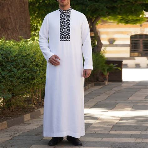 Muslim Fashion Men Clothes Jubba Thobe Islamic Men Clothing Arab Middle