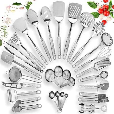 home hero stainless steel kitchen utensil set  cooking utensils