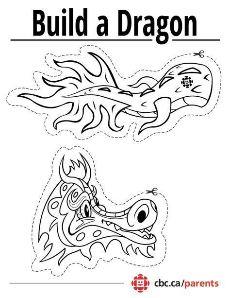 printable dragon craft  lunar  year play cbc parents