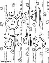 Social Studies Coloring Pages Covers Cover Binder School Subject Notebook Book Colouring Grade Doodle History Science Printable Subjects Student Classroom sketch template