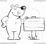 Bear Blank Sign Wood Standing Clipart Coloring Friendly Cartoon Cory Thoman Outlined Vector 2021 sketch template