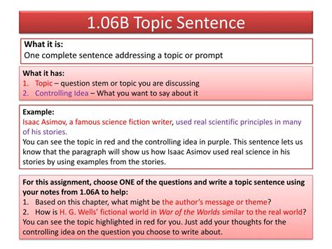 topic sentence powerpoint    id