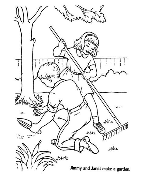 pin  gardening coloring pages