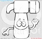 Hammer Waving Mascot Outlined Coloring Clipart Cartoon Vector Cory Thoman sketch template