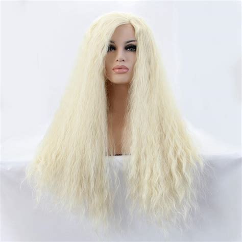 Synthetic White Hair Platinum Blonde Wig Color 613 60