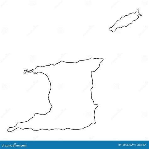 trinidad tobago map outline tobago vector illustration stock vector