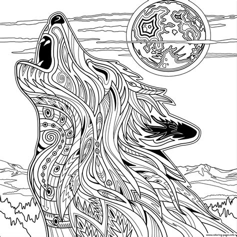 wolf howling coloring page  printable coloring pages  kids