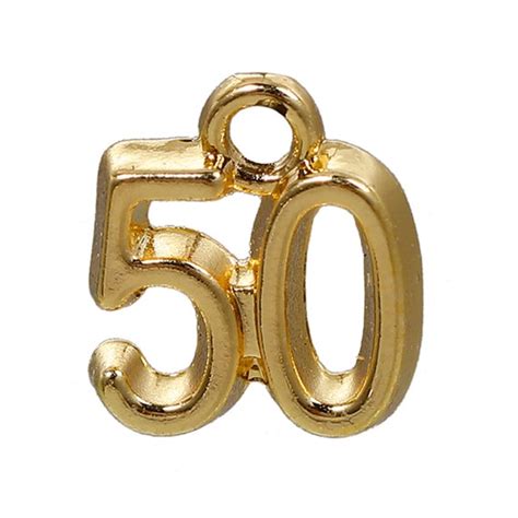 gold plated number  fifty charms mm