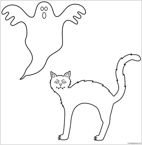 black cat halloween coloring page  printable coloring pages