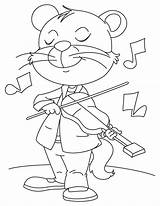 Coloring Playing Cat Violin Crazy Pages Fiddle Popular sketch template