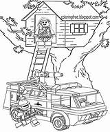 Lego Printable Coloring Pages City Clipart Fire House Service Colouring Rescue Tree Truck Fireman Kids Emergence Color Station Activities Play sketch template