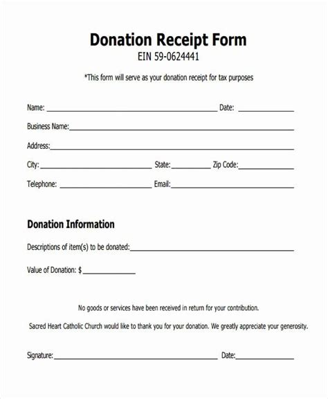 donation form  tax purposes lovely  donation receipt form sample