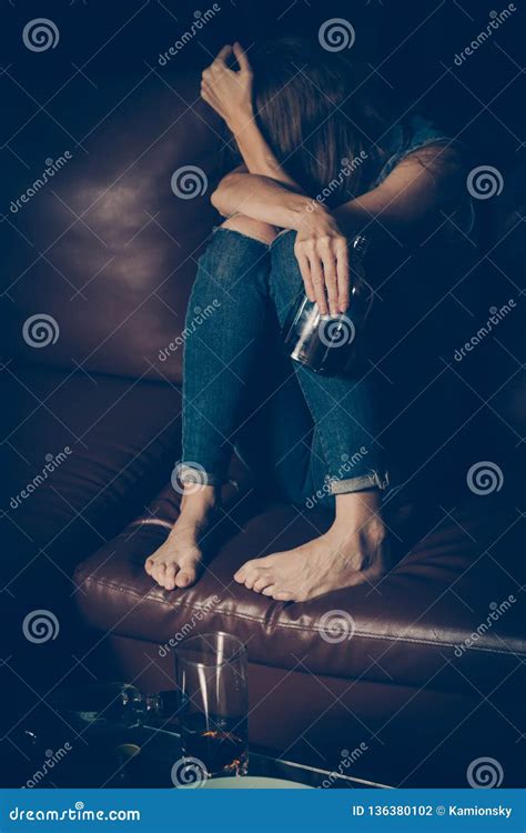 Young Drunk Woman On The Sofa Young Drunk Woman On The Sofa