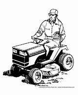 Lawn Coloring Pages Mower Farm Riding Drawing Tractor Mowing Equipment Clipart Cartoon Mowers Cliparts Man Clip Farmer Colouring Cartoons Machinery sketch template