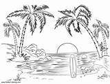 Coloring Pages Summer Landscape Surfboard Fun Printable Kids Adults Color sketch template