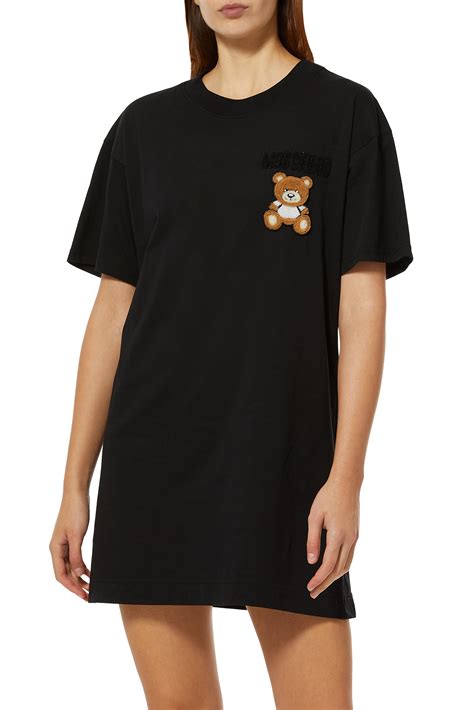 buy moschino embroidered teddy bear t shirt dress for womens
