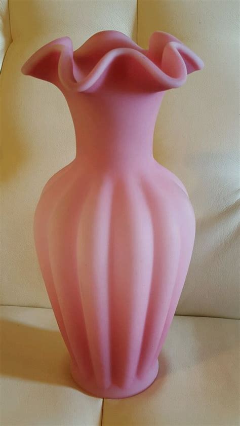 Fenton Glass Vase Frosted Pink 11 5 Fenton Glass Vase Fenton