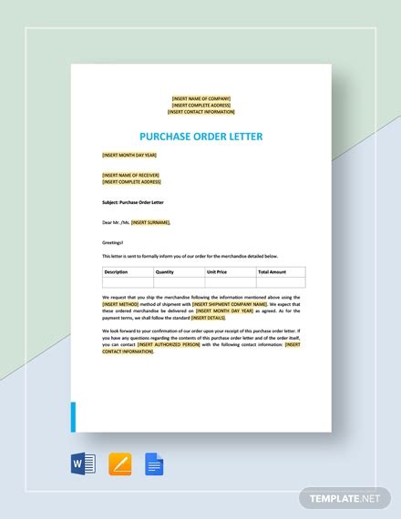 purchase order letter  examples format sample examples