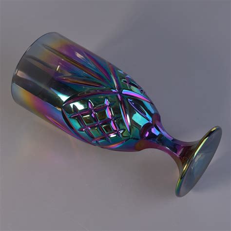 Iridescent Plating Glass Goblet， Glass Standing Cup Glassware