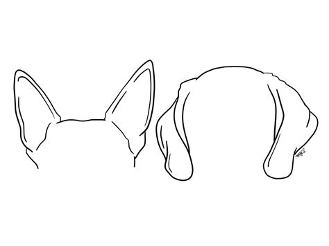 custom pet ear outline drawing dog ear drawing cat ear drawing pet