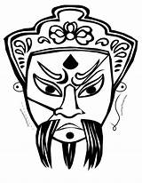 Coloring Chinese Mask Ghost sketch template