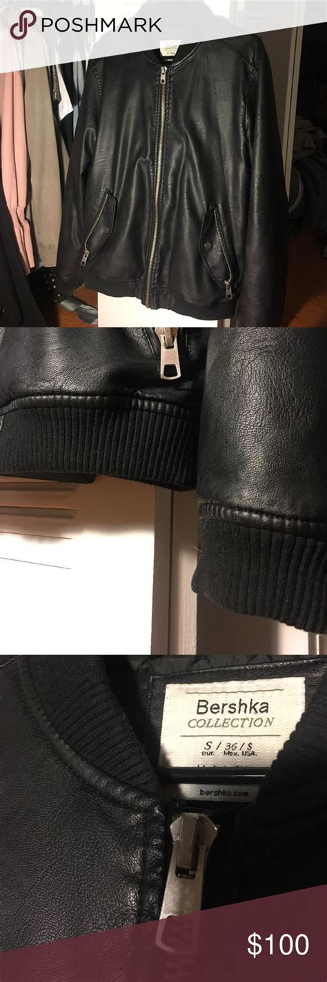 real leather bomber jacket bershka black leather bomber jacket  silver zippers