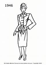 Fashion 1946 1940 Silhouettes Suit 1940s Drawings History Costume Silhouette Suits 1953 Drawing Line Peplum Era 1947 Costumes Choose Board sketch template