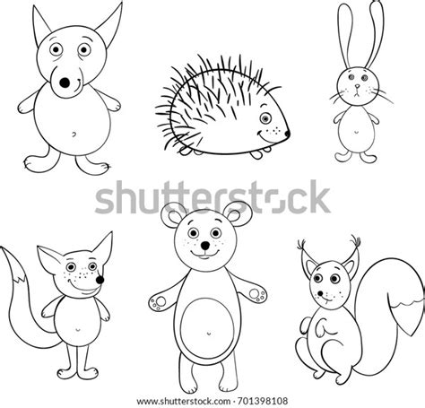 set forest animals coloring book stock vector royalty
