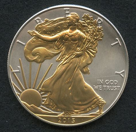 american eagle  oz fine silver  gold gilded coin pristine auction