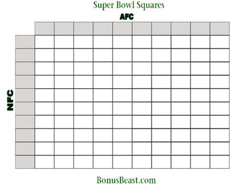 print superbowl square grid  boxes office pool football
